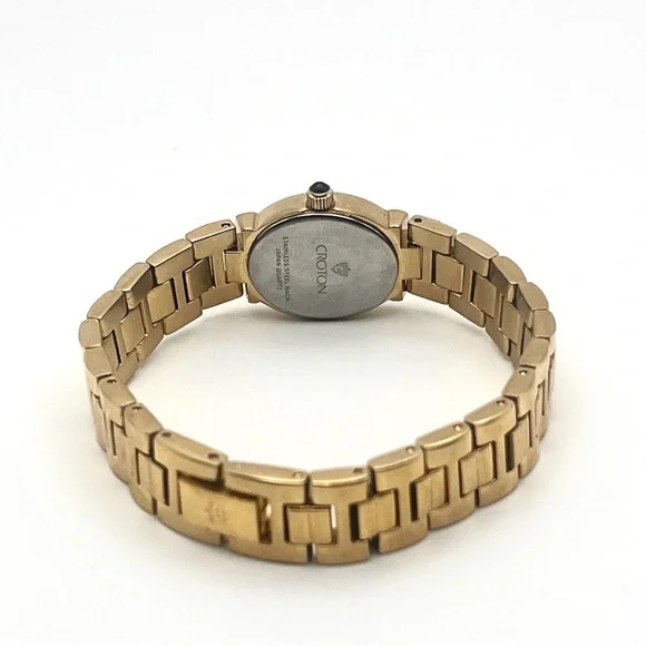 Croton Gold Tone Womens Bracelet Watch with Crystal Accents 6.5" New Battery - Picture 3 of 12